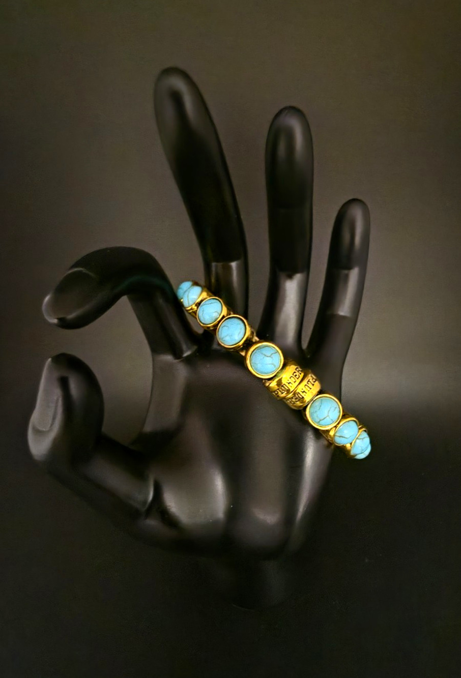 Vintage Turquoise Bracelet Magnetic Clasp Design Blue Gold Plunder Brianna